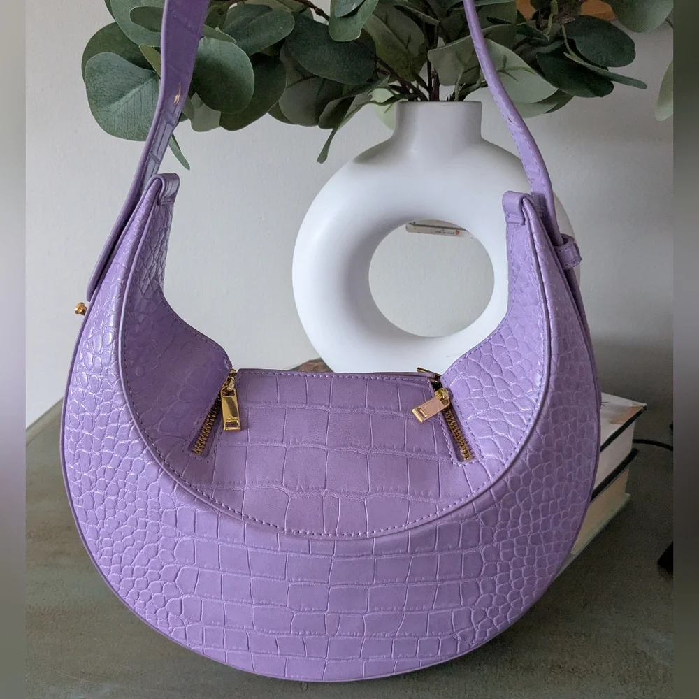 JW Pei Lavender Croc-Embossed Shoulder Bag - Picture 10 of 15